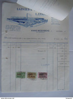 1960 Driscart-Provost Lainière De La Marcq Viane-Moerbeke Facture Lacomblet Hornu Taxe 436 Fr - Textilos & Vestidos
