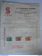 1949 La Compagnie Singer Bruxelles Sewing Machines à Coudre Naaimachines Facture Ets Bayens Iddergem Taxe 13,10 Fr - Vestiario & Tessile