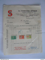 1949 La Compagnie Singer Bruxelles Sewing Machines à Coudre Naaimachines Facture Ets Bayens Iddergem Taxe 12,60 Fr - Kleidung & Textil