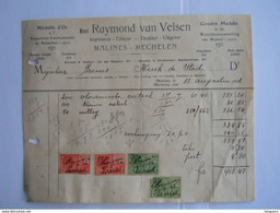 1926 Raymond Van Velsen Drukker Uitgever Imprimeur Mechelen Malines Facture Factuur Brems Herck-de -stad Taxe  8,70 Fr - Imprenta & Papelería