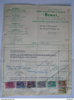 1949 Bemat Liège Beton Facture Pour Liège-Palace Travaux Taxe Fiscale Zegels De 6943 Fr. - Documentos