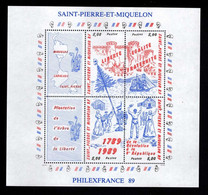 Saint Pierre Et Miquelon 1989 - L'arbre De La Liberté / PhilexFrance 89 - Blokken & Velletjes