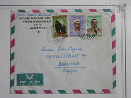 BG5 CONGO BELGE BELLE   LETTRE  1953 ALBERTVILLE  POUR BAASRODE BELGIQUE    +++AFFR. INTERESSANT - Brieven En Documenten