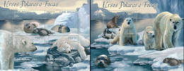 Guinea Bissau 2012, Animals, Polar Bears, Seals, 4val In BF +BF - Faune Arctique