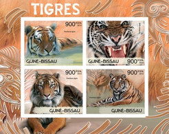 Guinea Bissau 2012, Animals, Tigers, 4val In BF IMPERFORATED - Astrologie