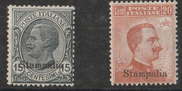 295 Stampalia  1921-22- Soprastampati “Stampalia” N. 10/11. Cat. € 325,00. SPLMNH - Aegean (Stampalia)