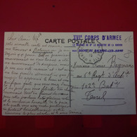 CACHET XVI CORPS D ARMEE DELEGUE MINISTRE DE LA GUERRE AUX DOCKS DE BALARUC LES BAINS - WW I