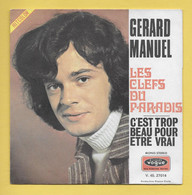 Disque Vinyle 45 Tours : GERARD  MANUEL  :  LES CLEFS DU PARADIS..Scan A  : Voir 2 Scans - Religion & Gospel