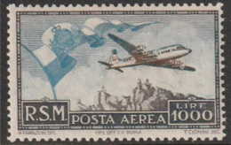 401 San Marino  1951 - Bandiera, Aereo N. 99. Cert. Todisco. Cat. € 850,00. SPL MNH - Luftpost