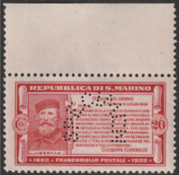 422 - 1932 - Garibaldi 20 Cent. Stampato In Carminio Anziché In Violetto E Senza Filigrana, Il Francobollo Reca Una MNH - Varietà & Curiosità