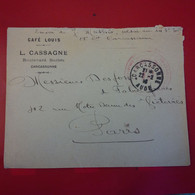 LETTRE CARCASSONNE CAFE LOUIS POUR PARIS CACHET FRANCHISE MILITAIRE 143 E D INFANTERIE - Brieven En Documenten