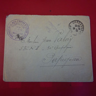 LETTRE CARCASONNE POUR PERPIGNAN CACHET CONTROLE DE LA MAIN D OEUVRE MILITAIRE 1918 - Storia Postale