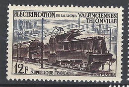 FRANCE 1955 TIMBRE 1024 ELECTRIFICATION DE LA LIGNE DE TRAIN VALENCIENNES THIONVILLE - Unused Stamps
