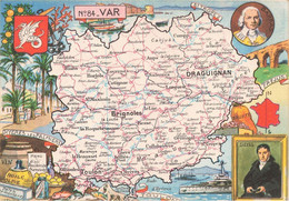 Carte Ancienne Du Var 1945 - Géographie Du Département (83) - Sud De La France, Région Provence Côte D'Azur - Maps