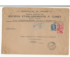 Perforé A.E.C. Sur Grande Lettre  Ets. P. COMET  BAGNERES De BIGORRE - Covers & Documents