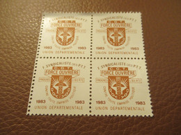 F.O../4 Timbres D'adhésion Mensuelle/Carte Confédérale/Fédération Syndicaliste Des Travailleurs Des P.T.T./1983   AEC233 - Mitgliedskarten