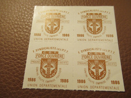 F.O../4 Timbres D'adhésion Mensuelle/Carte Confédérale/Fédération Syndicaliste Des Travailleurs Des P.T.T./1986   AEC236 - Membership Cards