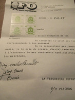F.O../4 Timbres D'adhésion Mensuelle/+ Courrier FO /Fédération Syndicaliste Des Travailleurs Des P.T.T./1988   AEC238 - Mitgliedskarten