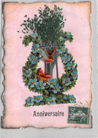 CPA Fête - Anniversaire - Lyre Fleurie Avec Un Oiseau Et Son Nid - Cumpleaños