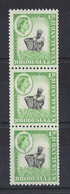 RHODESIA & NYASALAND... ELIZABETH..II..(1952-22..)." 1959.."..HALFd X COIL STRIP OF 3..SG18a....(CAT.VAL.£10.50..)...MH - Rhodesia & Nyasaland (1954-1963)