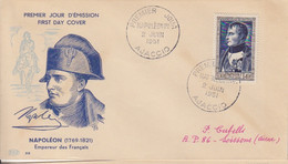 F FDC Napoléon 1°, N° 896 Obl. Premier Ajaccio Le 2 Juin 1951 - 1950-1959