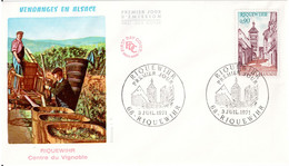 203 - Enveloppe 1er Jour - Riquewihr 03 Juillet 1971 - Vendanges En Alsace - 1970-1979