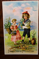 AK CPA 1907 Tiere Litho Fröhliche Pfingsten Blume Pflanzen Gänseblümchen Fleurs Printemps Ettelbrück Luxemburg Esch - Pentecost