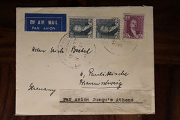 1933 Iraq Air Mail Cover Allemagne Irak Bagdad Mit Luftpost Par Avion Flugpost Braunschweig Via Athens Greece - Irak