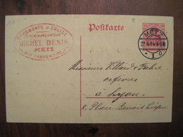 1914 Metz Moselle Lorraine Reich Cover Entier - Other & Unclassified