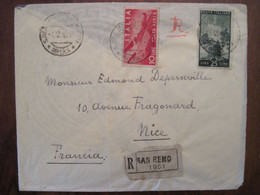 1946 Italie San Remo Imperia Poste Aereo Italiane Cover Air Mail Registered Recommandé Reco - 1946-60: Poststempel