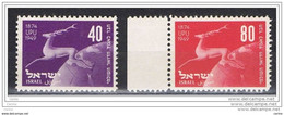 ISRAEL:  1950  U.P.U. -  KOMPLET  SET  2  UNUSED  STAMPS  -  YV/TELL. 27/28 - Ongebruikt (zonder Tabs)
