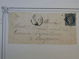 BG6 FRANCE  LETTRE DEVANT 20 08  1850 VELAY?  A CRAPOUNE ?    +CERES  N° 4 GRILLE  +++AFFR. INTERESSANT - 1849-1850 Ceres