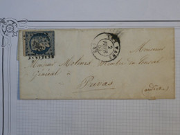 BG6 FRANCE BELLE  LETTRE  2 FEVR. 1853 LES VANS A PRIVAS +CERES  N° 4 LOSANGE  ++AFFR. INTERESSANT - 1849-1850 Cérès