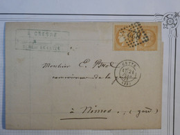 BG6 FRANCE BELLE   LETTRE   21 JUIN 1871 SETE CETTE  A NIMES  ++EMISSION DE  BORDEAUX PAIRE DE N °43  +AFFR. INTERESSANT - 1870 Uitgave Van Bordeaux