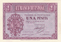 CRBS0445 BILLETE ESPAÑA 1 PESETA 1937 SERIE A SC- - 1-2 Pesetas