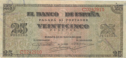 CRBS0463 BILLETE ESPAÑA 25 PESETAS 1938 MBC- 45 - 25 Pesetas