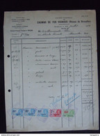 1934 Société Nationale Des Chemin De Fer Vicinaux Réseau De Bruxelles Facture Pour Ets Eloy Anderlecht Taxe 37.50 F - Transportmiddelen