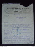 1926 Ets P. Plasman Automobiles Charleroi Lettre Offre Voiture Ford Sedan Pour Marcinelle - Auto's