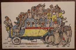 1927 France Alger Cpa Ak Humour Bus Cover Autocar Illustrateur Montbard - Busse & Reisebusse