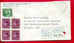 1945 - Lettre Recommandée De Montréal Pour Montréal - Tp Georges VI N° 205 Et 207 - Brieven En Documenten