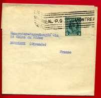 Collier De Journal De Montréal Pour Bordeaux - Entier Postal  Georges VI  - 1cent - Covers & Documents