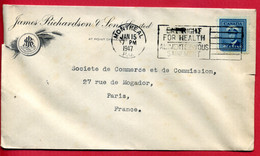 1947 - Lettre De Montréal Pour Paris "EAT RIGHT FOR HEALTH - ALIMENTEZ VOUS SAINEMENT" - Tp Yt N° 211 - Storia Postale