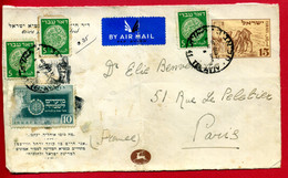 1949 -Lettre De TEL AVIV Pour Paris -tp N° 2 Et 19 (voir Partie Gauche) Sur Ntier Postal Dromadaires -devant D'enveloppe - Covers & Documents