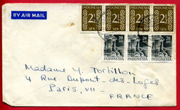 Lettre Des Indes Néerlandaises Pour Paris - Tp Yt N° 345 + 353 - Netherlands Indies