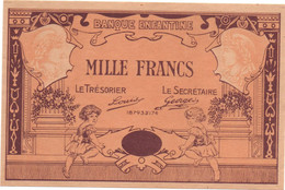 BANQUE ENFANTINE - BILLET DE MILLE 1000 FRANCS MONOFACE NEUF (POSTE ENFANTINE) - Ficción & Especímenes