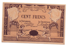 BANQUE ENFANTINE - BILLET DE CENT 100 FRANCS MONOFACE NEUF (POSTE ENFANTINE) - Specimen