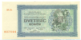 2000 Korun 1945, Republika Češkoslovenska, Dvetisic Koron, Kronen, SPECIMEN, 23 JN, Bohemia Moravia - Tschechoslowakei