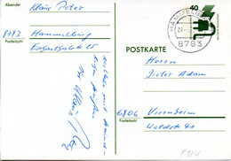 BRD Amtl.Ganzsachen-Postkarte  P117 WSt."Unfallverhütung" 40 (Pf) Olivgrün, TSt. 27.1.75 HAMMELBURG - Postkarten - Gebraucht