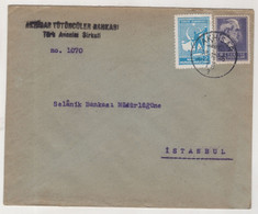 TURKEY,TURKEI,TURQUIE , TUTUNCULER  BANK, TURKEY ,AKHISAR TO ISTANBUL USED COVER - Postal Stationery