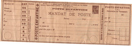 POSTE ENFANTINE - MANDAT DE POSTE SEMEUSE LIGNEE FICTIF  - PSEUDO ENTIER - Fictie